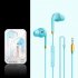 P16 Portable Mobile Phone  Headset  Wired Earbuds In ear Copper Ring Stereo Wired Music Call Earphone  Universal For Android blue