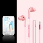 P16 Portable Mobile Phone  Headset  Wired Earbuds In ear Copper Ring Stereo Wired Music Call Earphone  Universal For Android pink