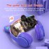 P47 Kids Headphones With Cat Ear RGB Led Light Up Foldable Over Ear Headphones With AUX 3 5mm Wireless Headset Purple