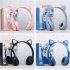 P47 Kids Headphones With Cat Ear RGB Led Light Up Foldable Over Ear Headphones With AUX 3 5mm Wireless Headset Purple