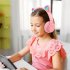 P47 Kids Headphones With Cat Ear RGB Led Light Up Foldable Over Ear Headphones With AUX 3 5mm Wireless Headset Purple
