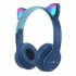 P47 Kids Headphones With Cat Ear RGB Led Light Up Foldable Over Ear Headphones With AUX 3 5mm Wireless Headset Purple