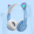 P47m Cute Cat Ears Luminous Head mounted Headphones Wireless Bluetooth Game Headset Purple