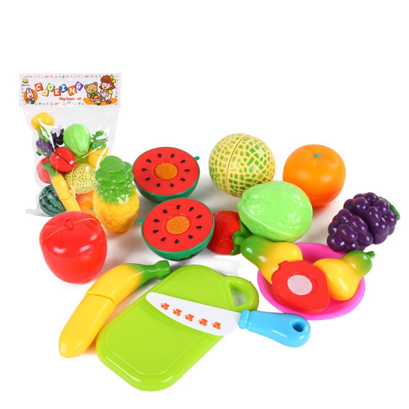 13 Pieces Kitchen Cutting Fruit Vegetables Playset Pretend Play Food Cutting Toys Educational Play Food Set Gifts For Boys Girls 