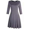 MISSKY Women Scoop Neck Long Sleeve Grey S