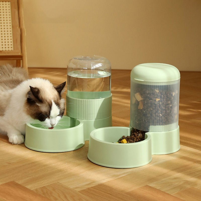 Pet Automatic Food Feeder Roman Pillars Shape 2.1l Large Capacity Water Food Bowl For Cats Dogs Feeding Bowl Water Dispenser (green)