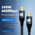 PD240W Fast Charging Cable Type c with Chip C Male To C Male Double headed Data Cable for Charging Data Transmission 1m
