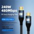 PD240W Fast Charging Cable Type c with Chip C Male To C Male Data Cable for Charging Data Transmission 1 5m