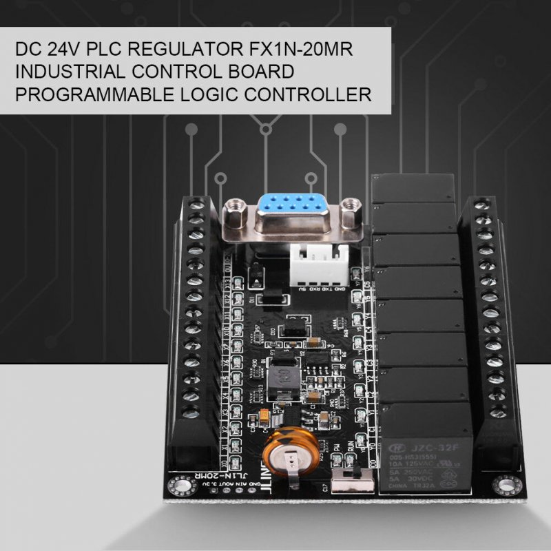 PLC Programmable Controller DC 24V PLC Regulator FX1N-20MR Industrial Control Board Programmable Logic Controller black