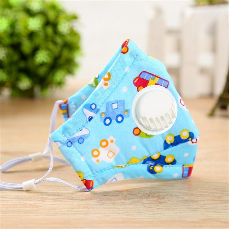 PM2.5 Baby Respirator Autumn Winter Anti-haze Dustproof Mask Activated Carbon Filters Cotton with Breathing Valve Blue car_0-3 years