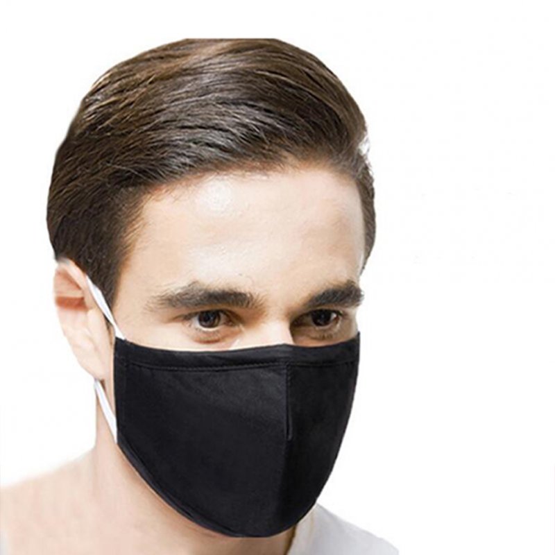 PM2.5 Filter Face Guard Dustproof Cotton with Breathing Valve Anti Dust Allergy pure black_One size