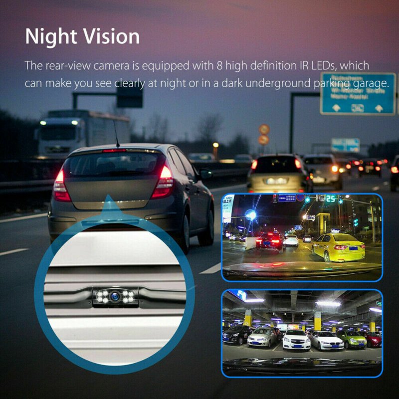 Car  Rear  View  Reversing  Parking  Camera With 170 Degree Width NTSC PAL CVBS Output 8-led Waterproof Night Vision For General Trucks 