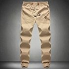 PS Men`s Hemp Cotton Natural Eco Lounge Pants Elastic Drawstring Trousers Khaki 5X-large