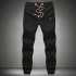 PS Men s Hemp Cotton Natural Eco Lounge Pants Elastic Drawstring Trousers Black 5X large