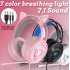 PSH 200 Wired Headset Stereo Sound Noise Reduction Cat Ear shaped Hifi Colourful Light Headset Black 3 5MM version
