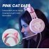 PSH 200 Wired Headset Stereo Sound Noise Reduction Cat Ear shaped Hifi Colourful Light Headset Pink 3 5MM version
