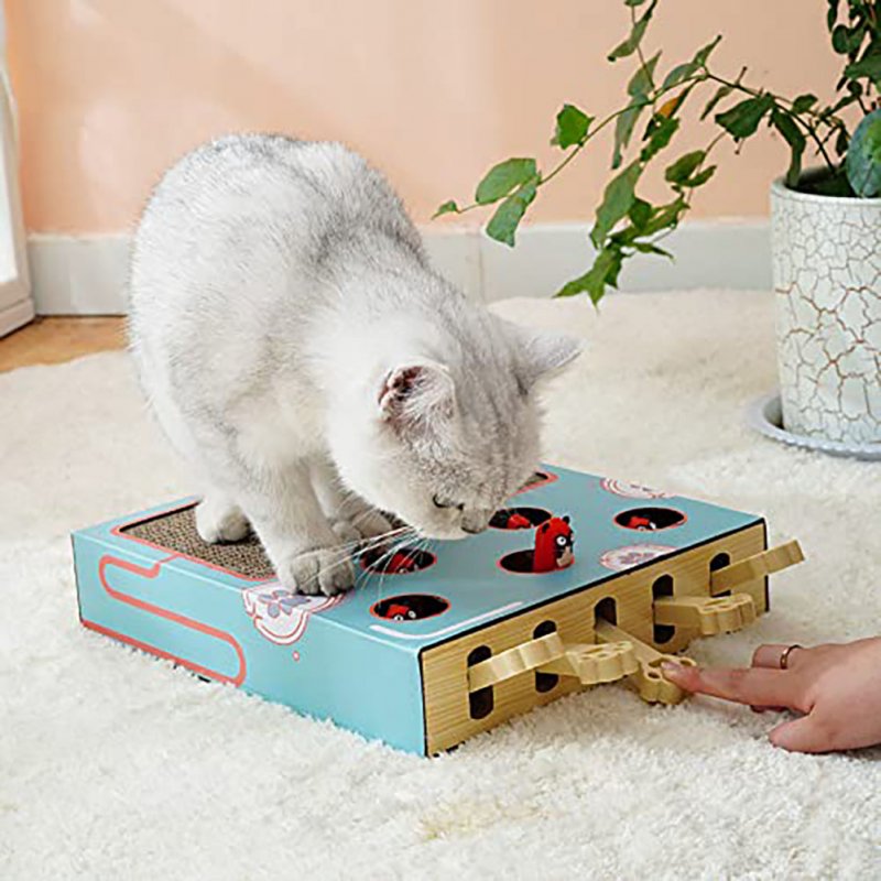 Cat Scratcher Cardboard Toys Multi-functional Corrugated Scratching Board Interactive Whack-a-mole Toy 
