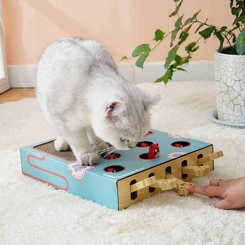 Cat Scratcher Cardboard Toys Multi-functional Corrugated Scratching Board Interactive Whack-a-mole Toy 