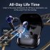 PT08 Wireless Earbuds Ultra Long Playtime Headphones Touch Control Lighting Ear Buds For Sports Working Running black