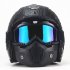 PU Leather Helmets 3 4 Motorcycle Bike Helmet Open Face Vintage Motorcycle Helmet with Goggle Mask