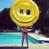 PVC Inflatable Smiling Face Expression Swimming Pool Water Sports Float Toy Yellow
