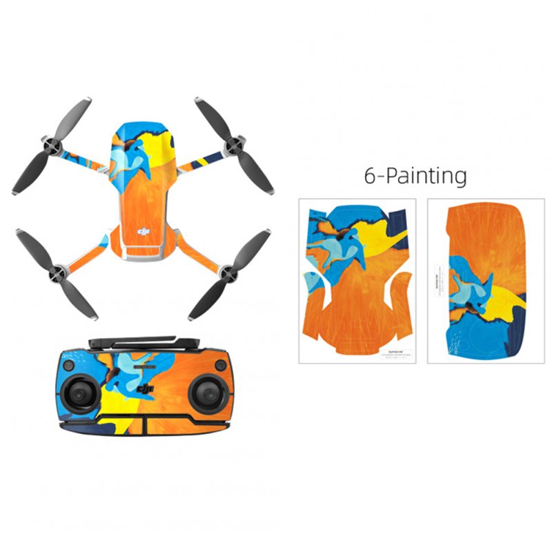 PVC Shell Decoration Sticker for DJI Mavic Mini Drone Body Arm and Controller Waterproof Anti-Scratch Full Protective Film watercolor