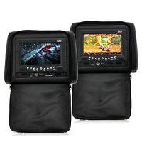Car Headrest DVD Player/Game System Black (Pair) - 7 Inch Screen
