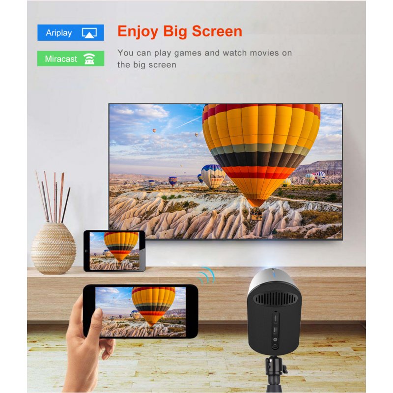 S211 DLP Handheld Wireless Digital Projector 3D Home Projector Portable for Mobile Phone Silver gray_AU Plug