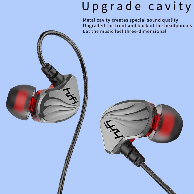 3.5mm Sports Earphones In-ear Wired Gaming Earbuds Stereo Music Headphone for Computer Phones Tablets Gun Color 