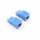 Pair 4K HDMI Extender Mini RJ45 port 30m HDMI Extension CAT 5e   6 UTP LAN Ethernet Cable Converter for HDTV blue