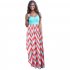 Patchwork Striped Wave High Waist Women Sundress Boho 2018 Summer O neck Sleeveless Long Maxi Dress Party Vestidos