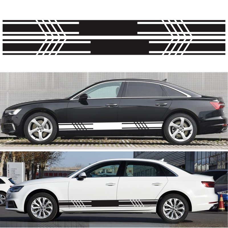 D-1044 2pcs Car Stickers Car Body Racing Side Door Long Striped Stickers Auto Vinyl Decal for All Cars SUV  