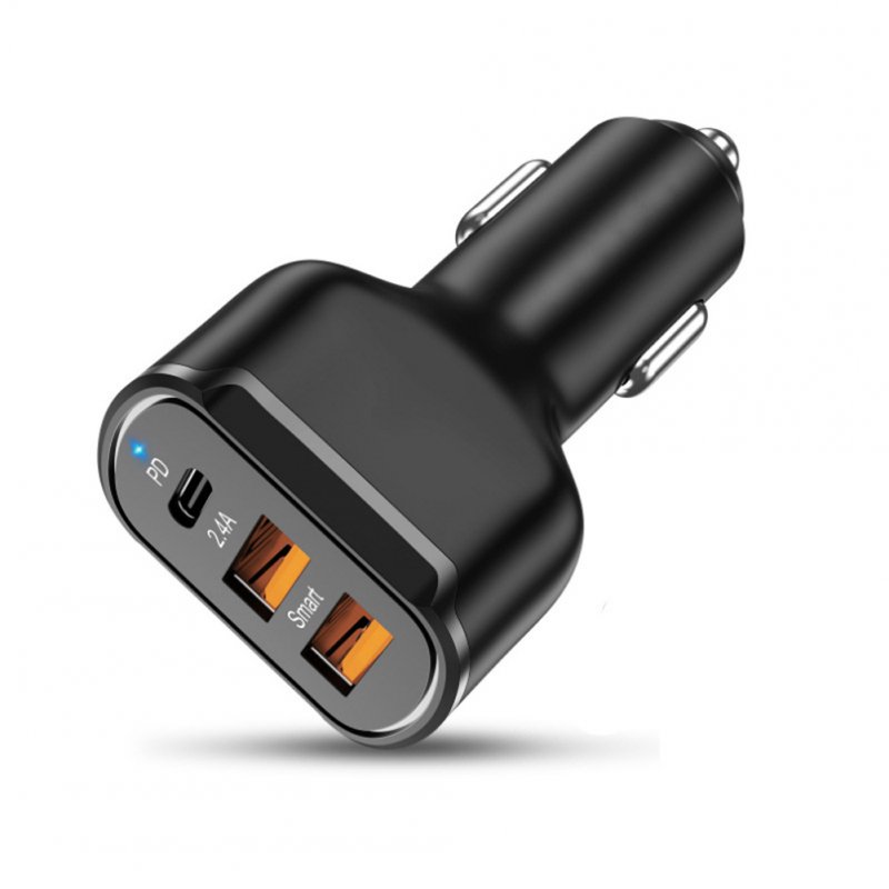 Pd+2.4a Type-c Dual Usb Car Charger 30w Charging Adapter Universal Application 2.4a Car Charger For Car Mobile Phone Tablet black