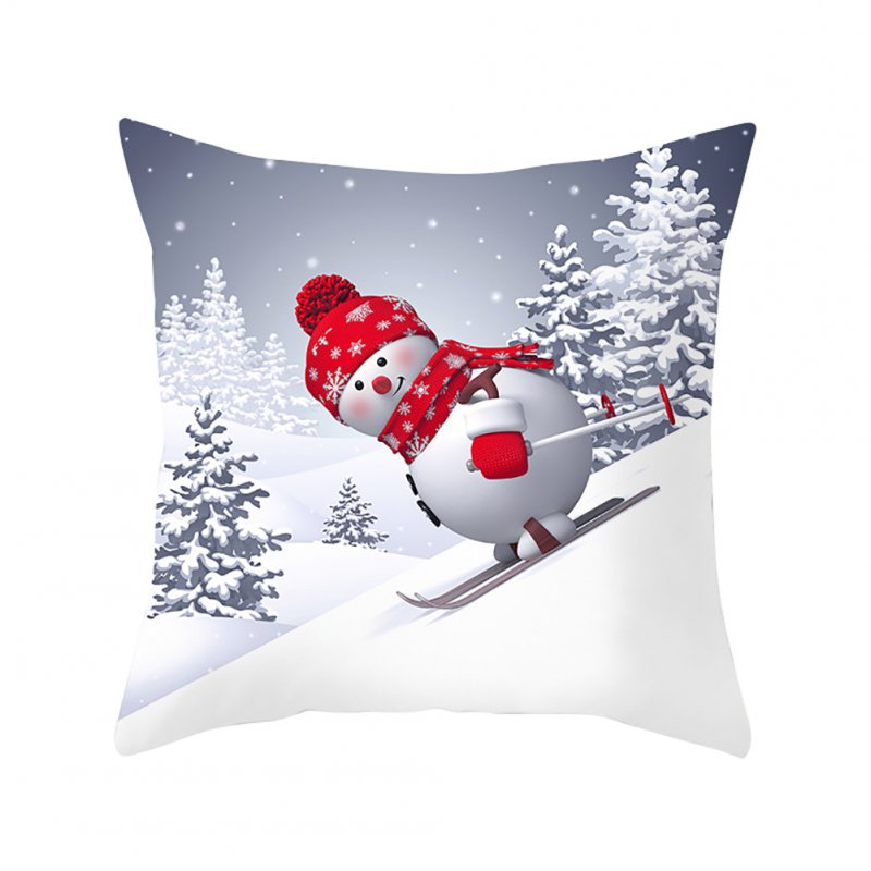 Peach Skin Throw Pillow Cover Christmas Snow Man Pattern Cartoon Cover for Home Living Room Sofa Decor 45*45cm