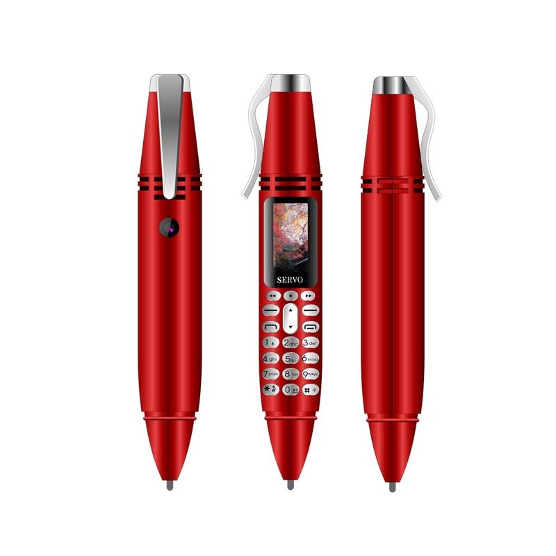 Pen-shape Mini Phone Tiny Screen Bluetooth Dialer Mobile Phones with Recording red