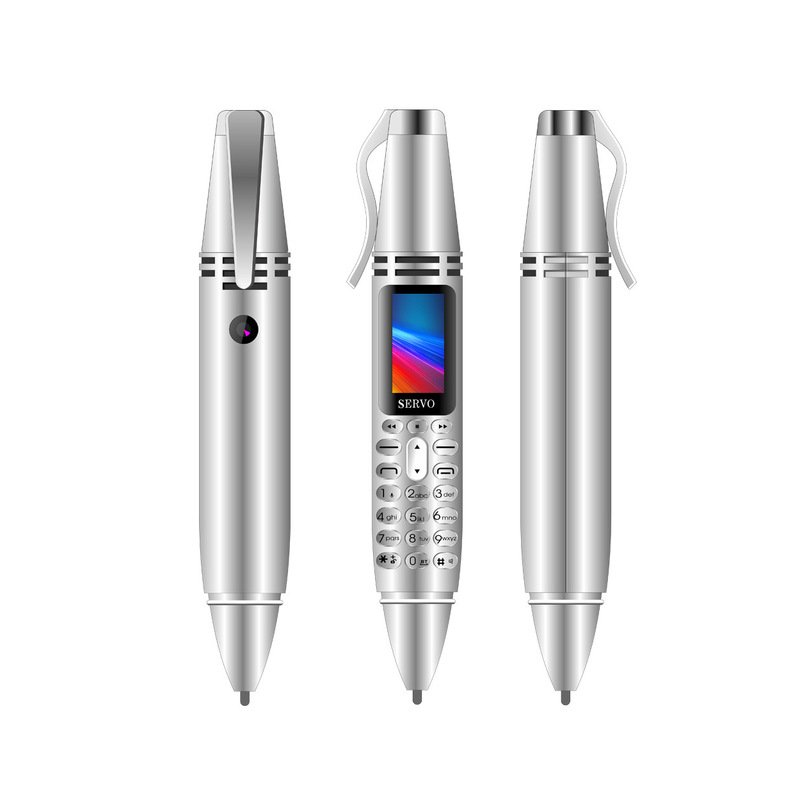 Pen-shape Mini Phone Tiny Screen Bluetooth Dialer Mobile Phones with Recording Silver