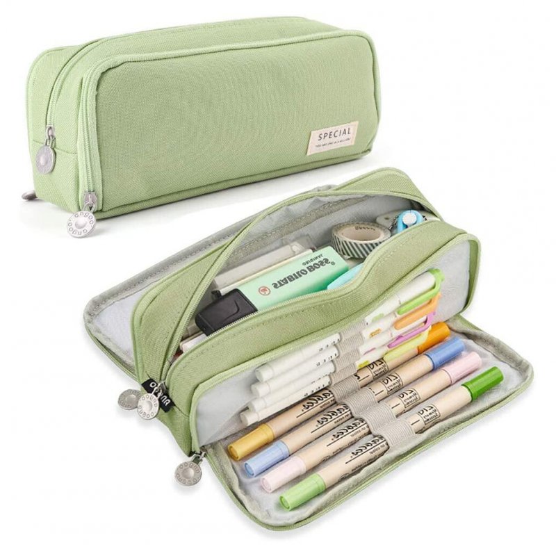 Pencil Case Large Pencil Pouch Big Capacity Pencil Bag Makeup Bag Canvas  Stationery Box Cosmetic Bag 372 matcha green