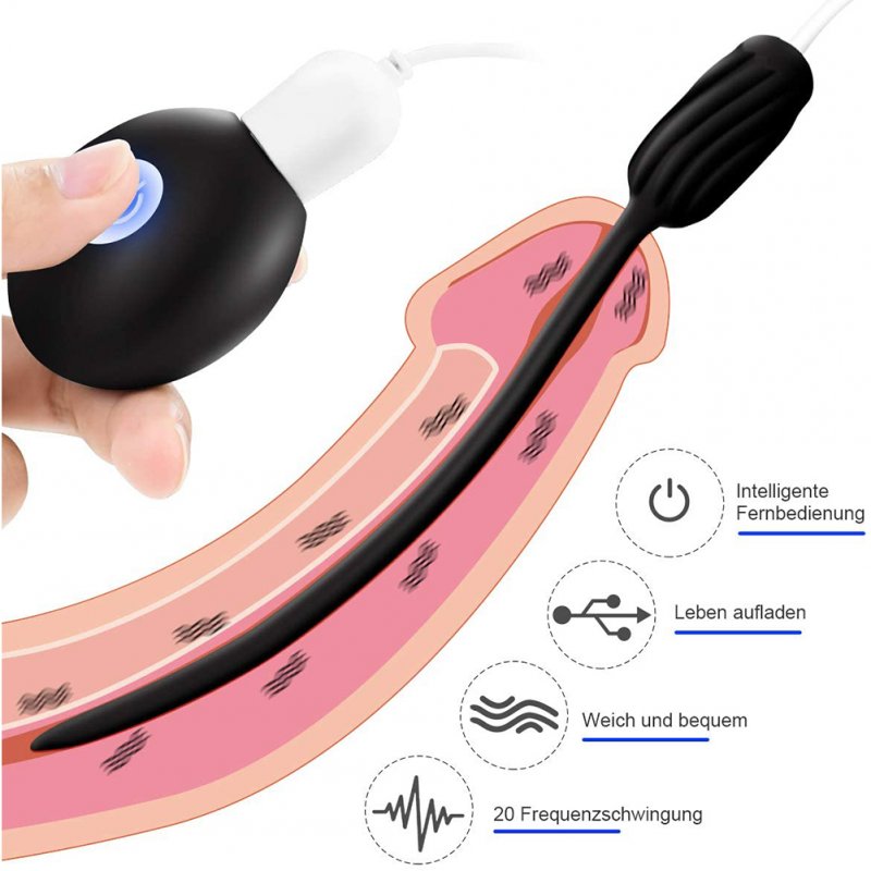 Penis Catheter Plug Tip Shape 20 Vibration Frequency Silicone Stimulation M...