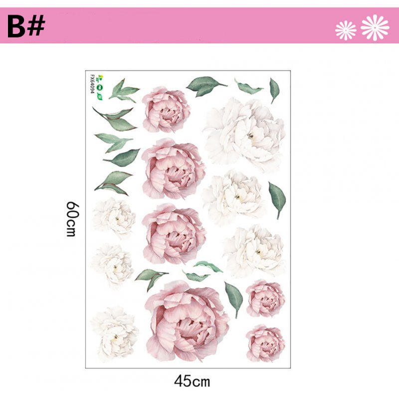 Peony Flower Series Pattern Wall Art Sticker for Home Living Room Bedroom Decor Light pink B#