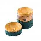 Pet Automatic Food Bowl Anti-overturning Neck Guard Double Layer Design Water Dispenser Feeder Set For Dogs Cats Double layer design green