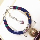 Pet Cat Decorative Collar Ethnic Style Hand-woven Cotton Rope Pet Dog Necklace Pet Neck Accessories With Bell navy blue M