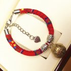 Pet Cat Decorative Collar Ethnic Style Hand-woven Cotton Rope Pet Dog Necklace Pet Neck Accessories With Bell red M