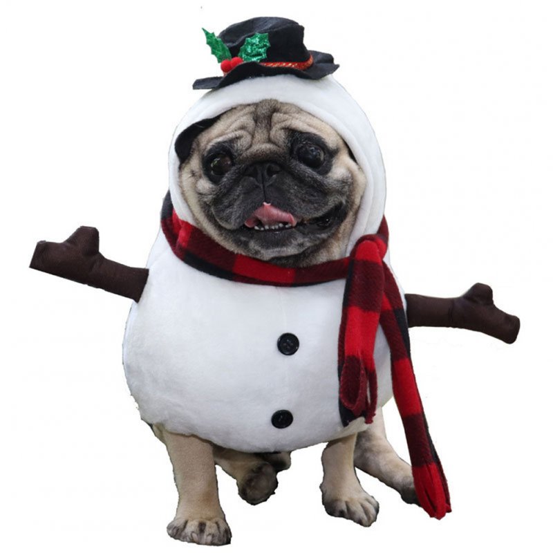 Pet Cat Dog Snowman Costume Dress Up Clothes White Small