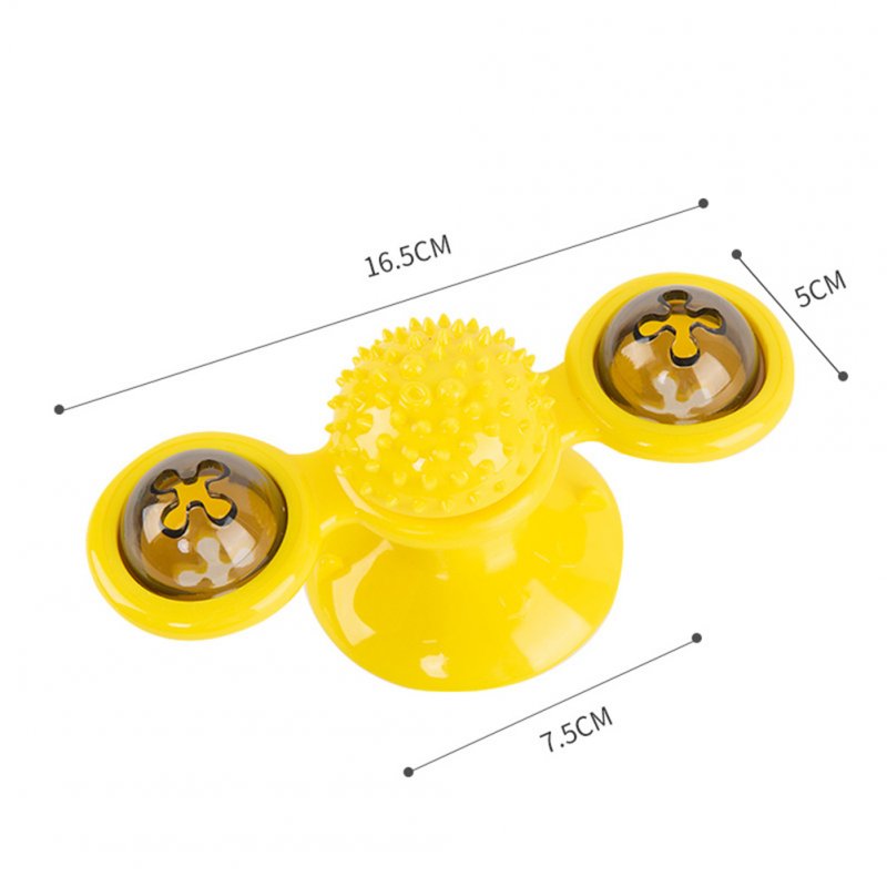 Pet  Cat  Dog  Toy Turntable Windmill Ball Spinning Funny Interactive Pet Massage Toys Spinning windmill toy-yellow