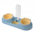 Pet Cat Double Bowls Anti-overturning Neck Protection Dog Automatic Food Bowl Water Dispenser Container blue Ordinary