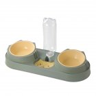 Pet Cat Double Bowls Anti-overturning Neck Protection Dog Automatic Food Bowl Water Dispenser Container Green  Ordinary