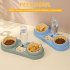 Pet Cat Double Bowls Anti overturning Neck Protection Dog Automatic Food Bowl Water Dispenser Container Blue stainless steel
