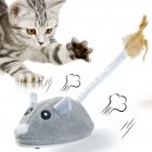 Pet Cat Plush Electronic Fake Mouse Toy With Feather Usb Rechargeable Interactive Cat Toys For Indoor Cats grey