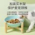 Pet Ceramic Bowl Solid Wood Frame Round Large Feeding Bowl Tilted 15 Degrees to Protect the Cervical Spine Water Bowl  Blue Small size  bowl diameter 15cm 