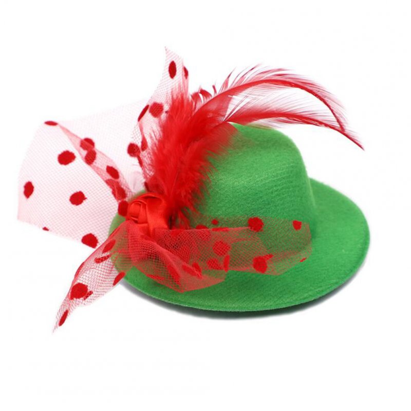 Pet Christmas Halloween Festival Hat Headwear Feather Hat Cat Dag Screen Yarn Hat Christmas green_One size